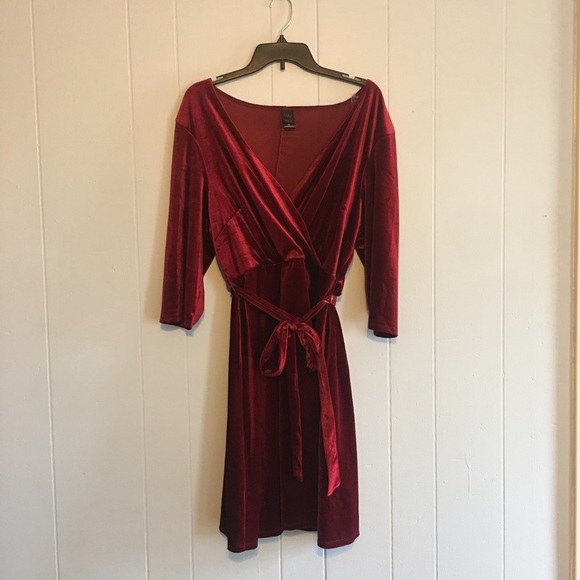 deep red wrap dress